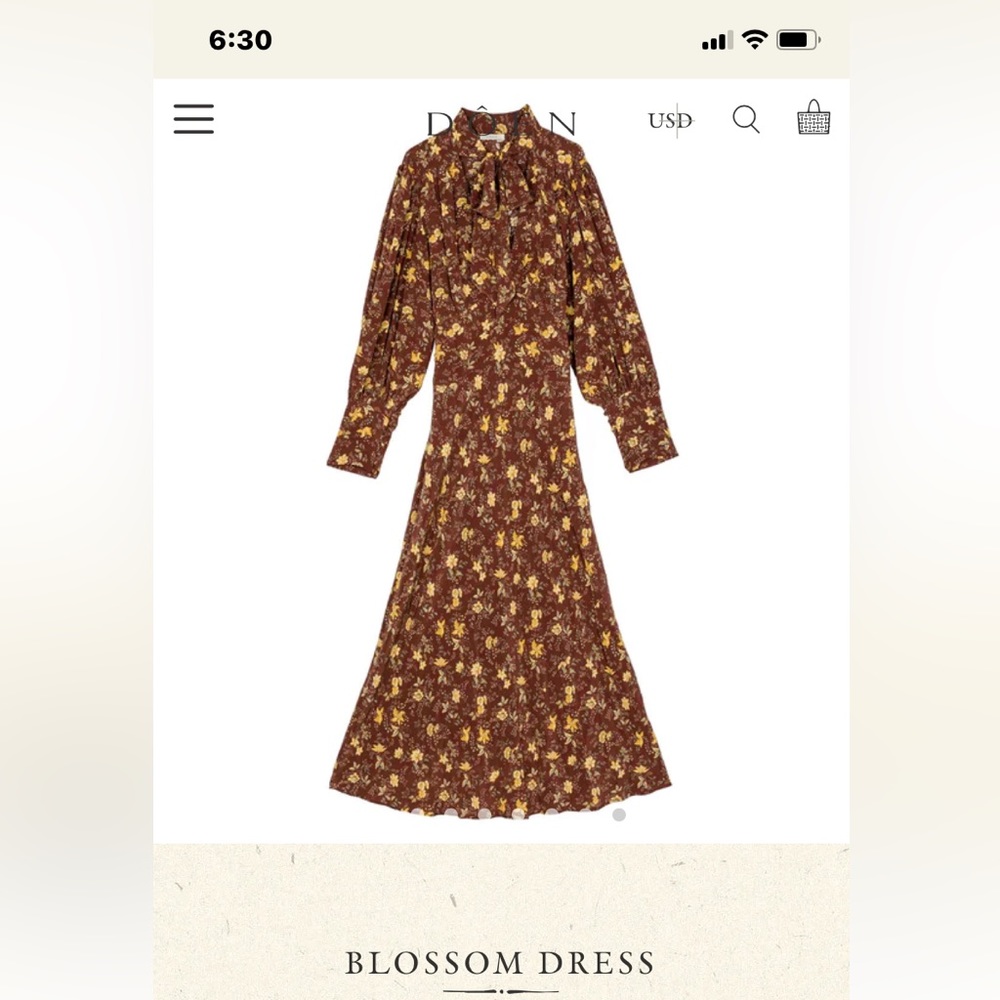 Doen Blossom Dress in Cherrywood winding vine fabric size large - Picture 6 of 11